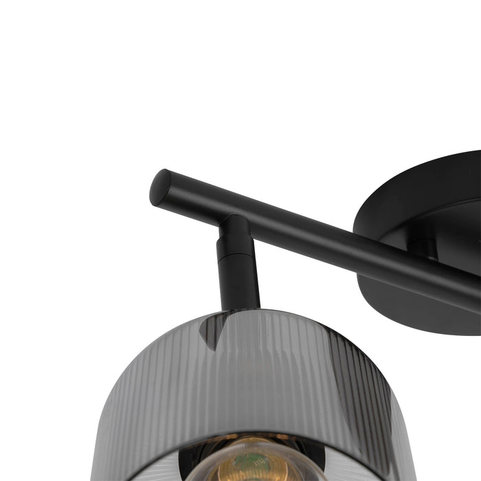 QAZQA Plafondspot zwart met smoke glas 2-lichts verstelbaar - Laura