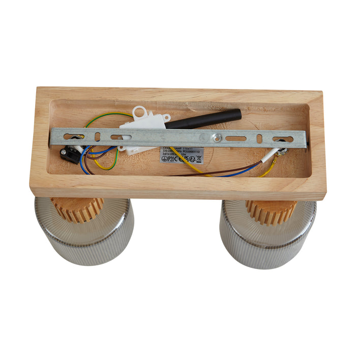 QAZQA Moderne spot hout met smoke glas 2-lichts draai- en kantelbaar