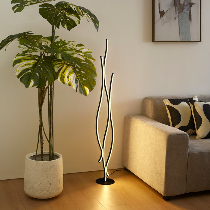 QAZQA Design vloerlamp zwart incl. LED dimbaar - Ying