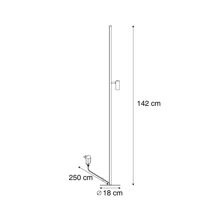 QAZQA Design vloerlamp zwart met leeslamp incl. LED met touch dimmer