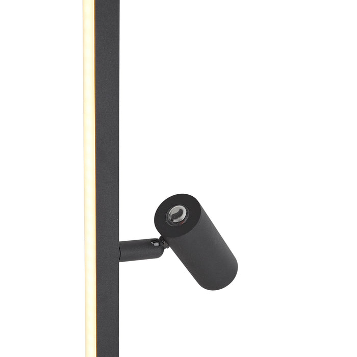 QAZQA Design vloerlamp zwart met leeslamp incl. LED met touch dimmer