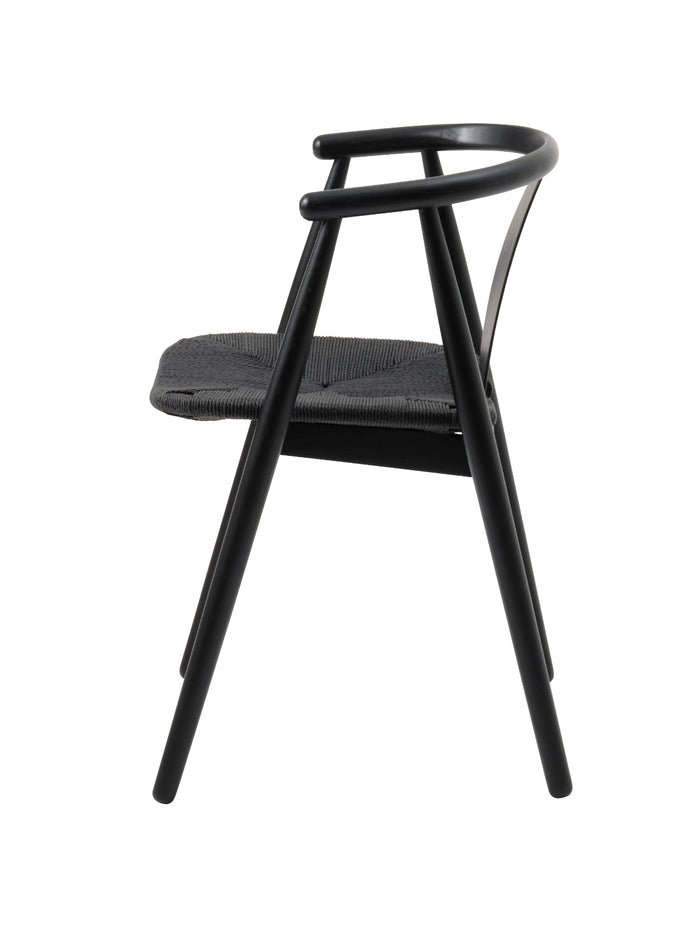 Sumatra Eetkamerstoel - Set van 2 - Zwart met gevlochten zitting