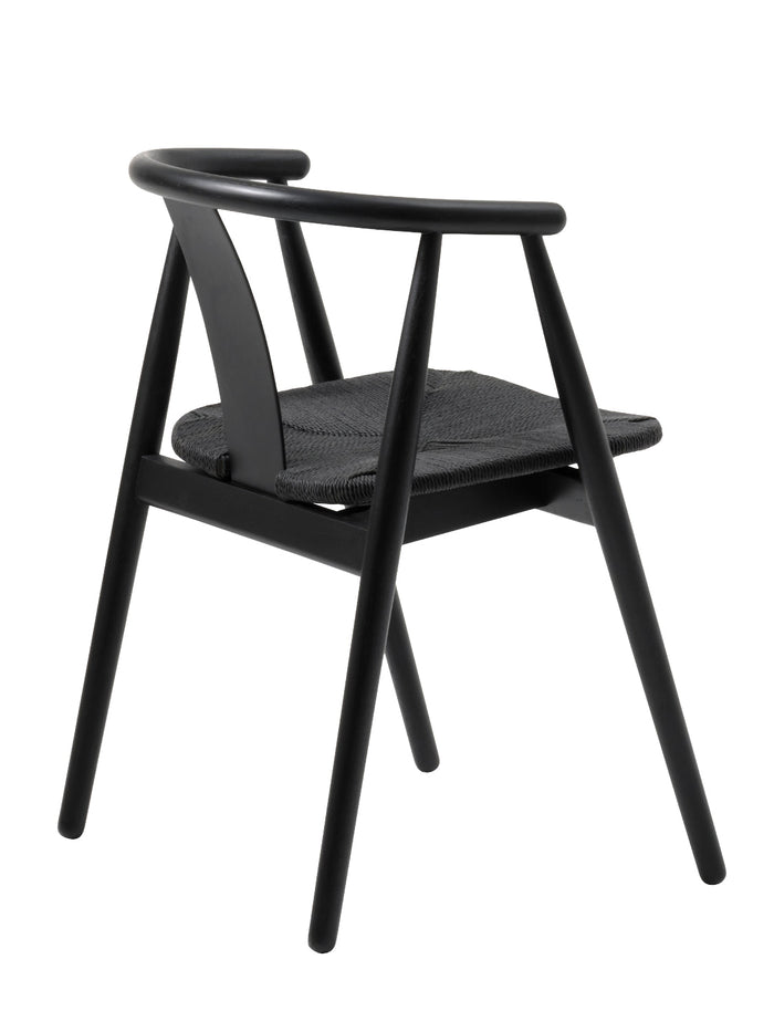 Sumatra Eetkamerstoel - Set van 2 - Zwart met gevlochten zitting