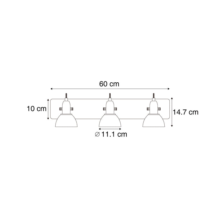 QAZQA Plafondspot zwart met hout 3-lichts draai- en kantelbaar -