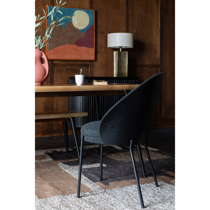 Dutchbone Rodin Eetkamerstoelen Bouclé Zwart - Set van 2