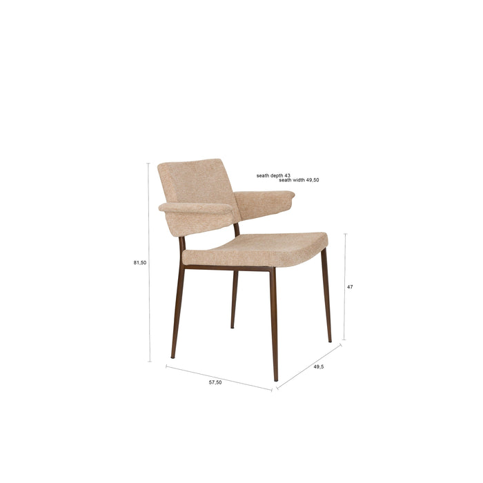 Dutchbone Portland Eetkamerstoelen met leuning Beige - Set van 2