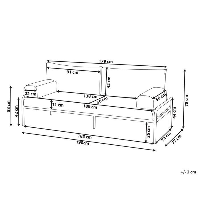 Beliani - SOLOFRA - Tuinbank 2-zits - Mintgroen - Aluminium