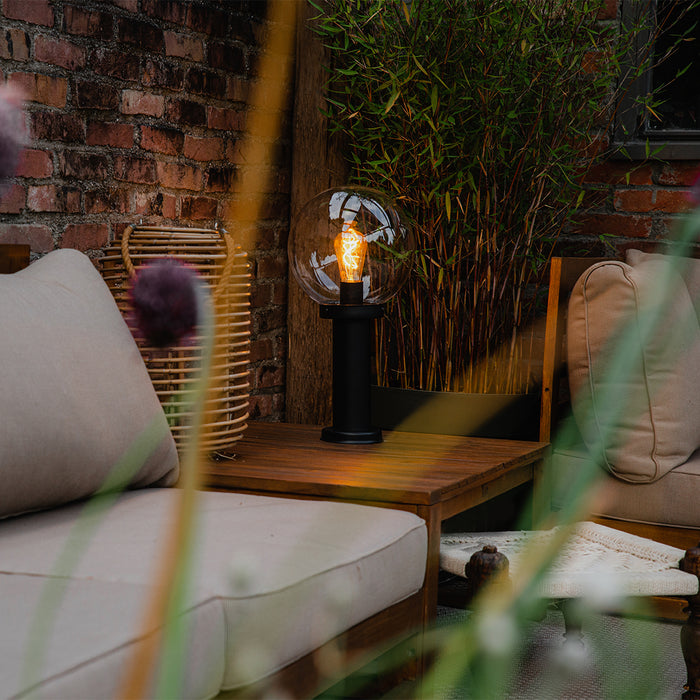 QAZQA Staande buitenlamp zwart met heldere bol 50 cm IP44 - Sfera