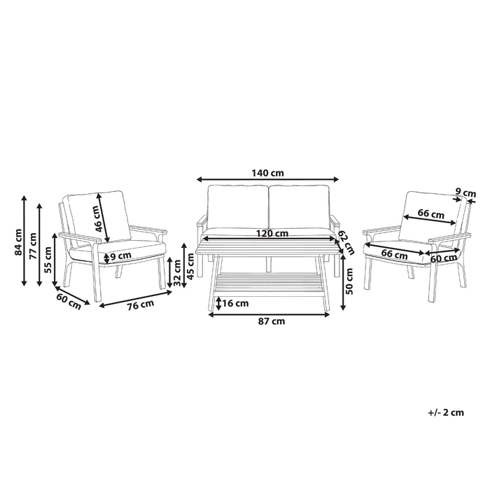 Beliani - ORERO - Loungeset 4-zits - Taupe - Aluminium