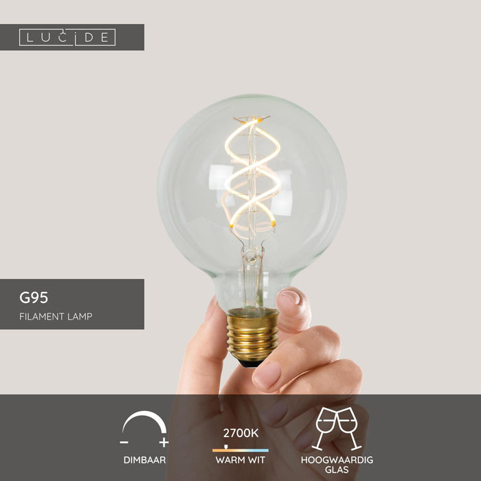 Lucide G95 Filament lamp - Transparant (set van 3)