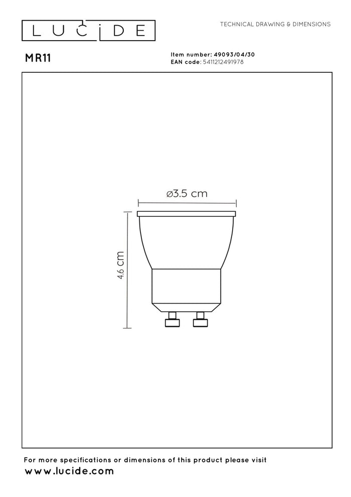 Lucide MR11 Led lamp - Zwart (set van 4)