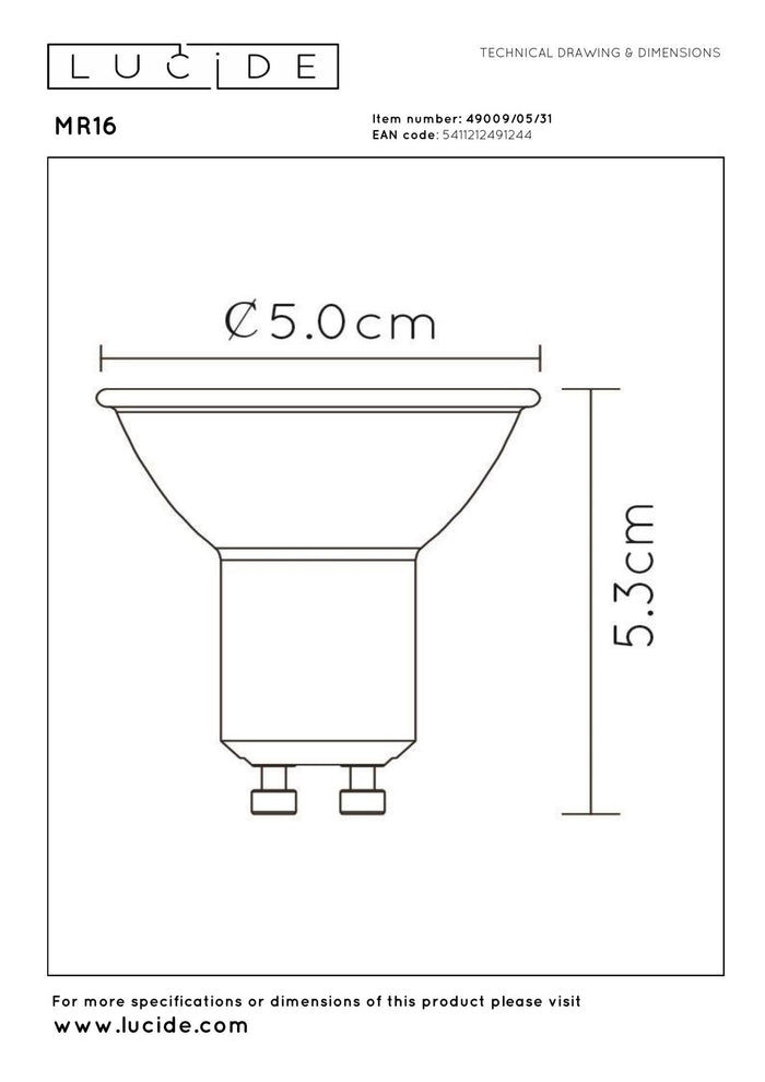 Lucide MR16 Led lamp - Wit (set van 4)