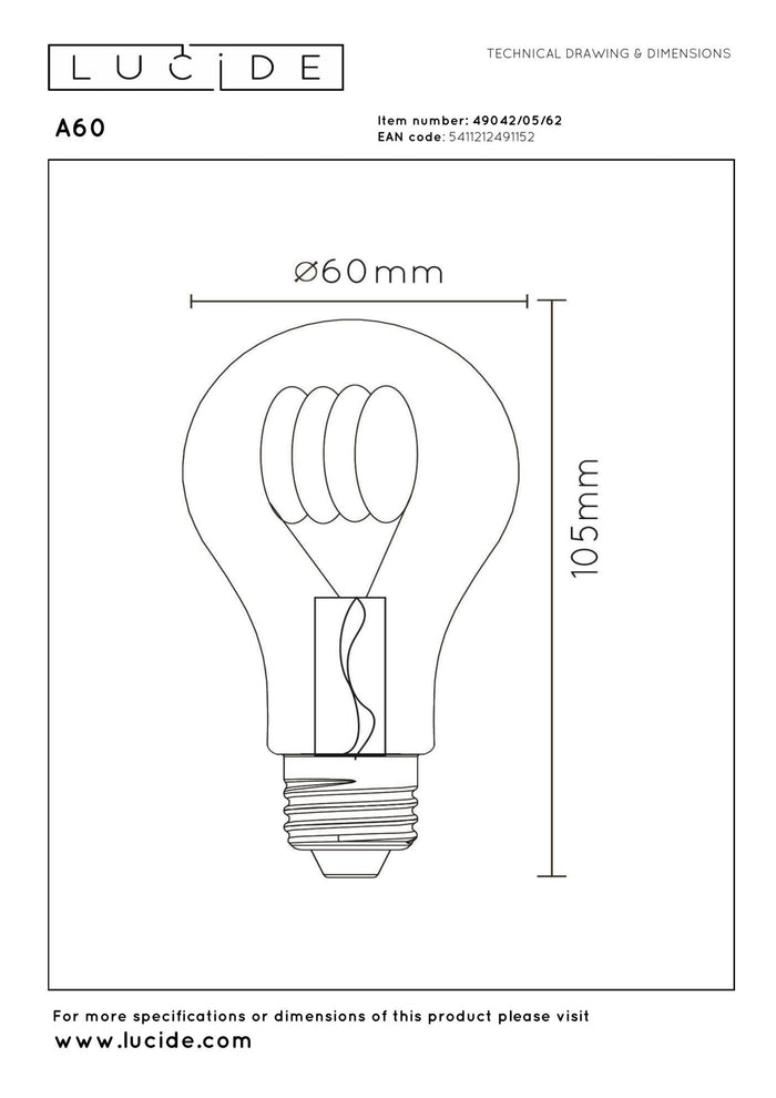 Lucide A60 Filament lamp - Amber (set van 3)
