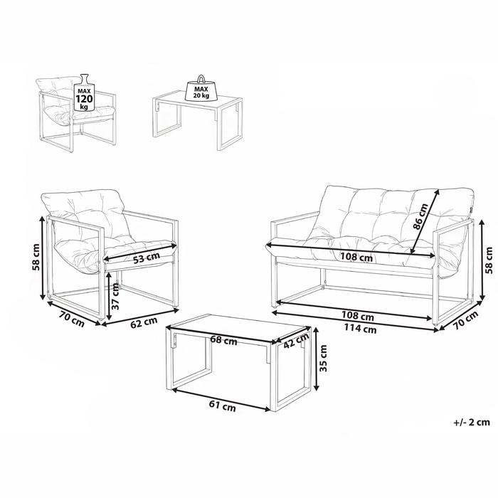 Beliani - GARDA - Loungeset - Beige - Staal