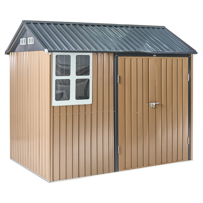 Beliani-NOCCIANO-Tuin gereedschapschuur-Bruin- 235 x 175 cm-Staal