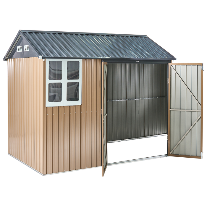 Beliani-NOCCIANO-Tuin gereedschapschuur-Bruin- 235 x 175 cm-Staal