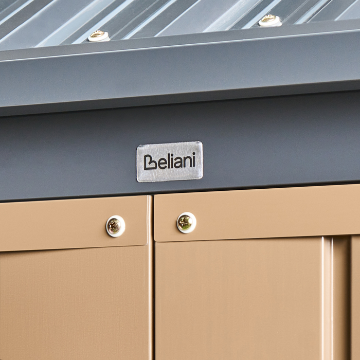 Beliani-NOCCIANO-Tuin gereedschapschuur-Bruin- 235 x 175 cm-Staal