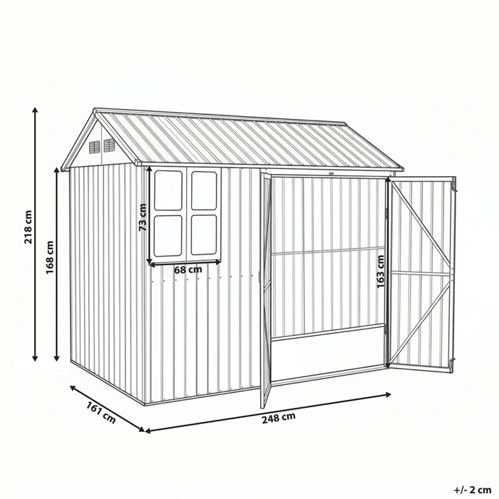 Beliani-NOCCIANO-Tuin gereedschapschuur-Bruin- 235 x 175 cm-Staal