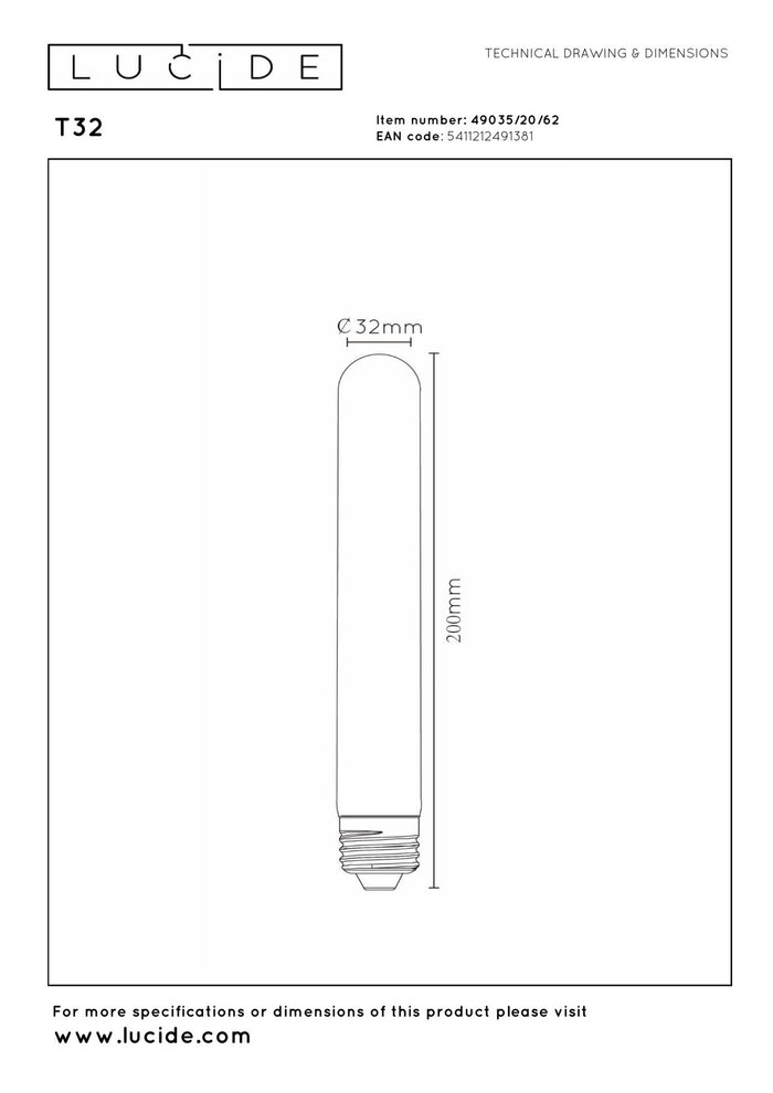 Lucide T32 Filament lamp - Amber (set van 2)