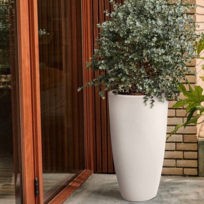 Elho June Round High 40 - Linnen wit - Ø 39 x H 70 cm - Binnen en Buiten - 100% gerecycled