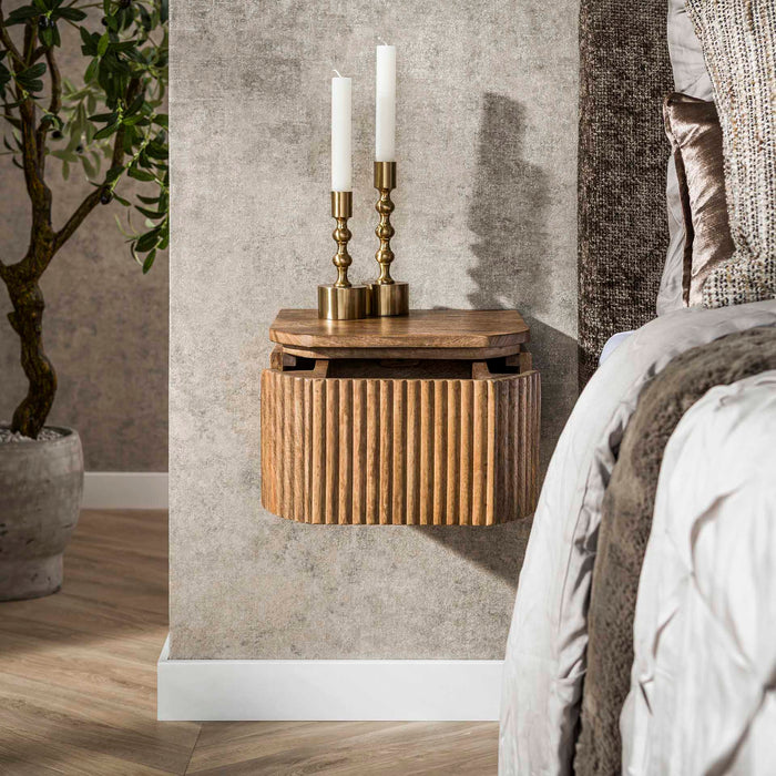 Hoyz Collection - Nachtkastje Wave Zwevend 1 Lade XS - Mangohout