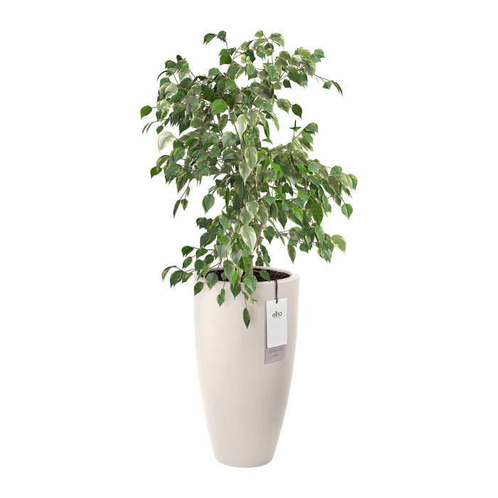 Elho June Round High 30 - Linnen wit - L 30 x B x H 53 cm - Binnen en Buiten - 100% gerecycled