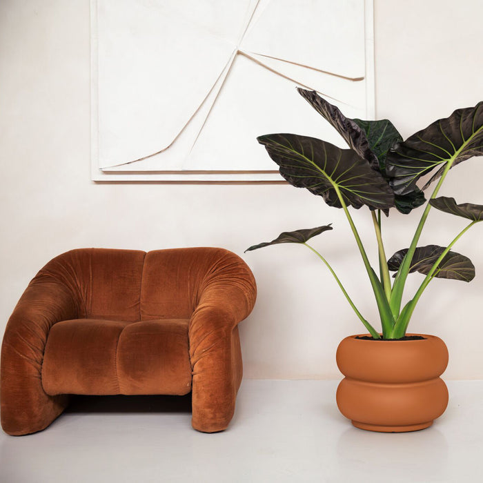 Elho Amber Roll Low 60 - Karamel - Ø 60 x H 46 cm - Binnen en Buiten - 100% gerecycled