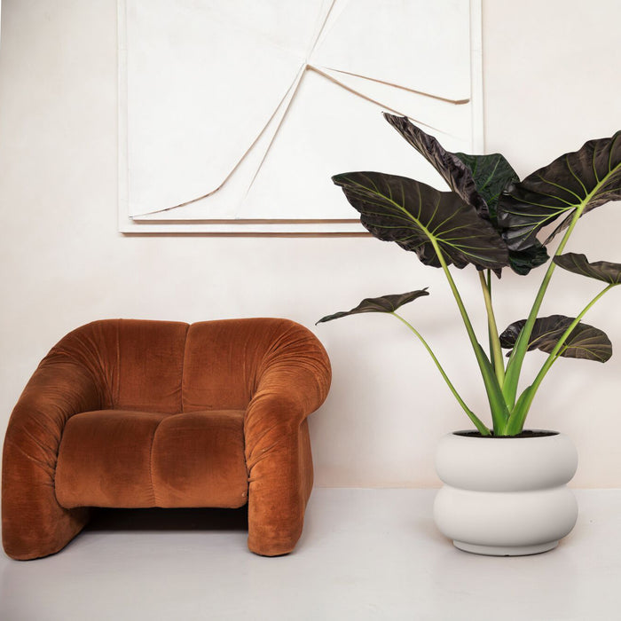 Elho Amber Roll Low 60 - Linnen wit - Ø 60 x H 46 cm - Binnen en Buiten - 100% gerecycled kunststof