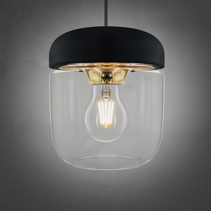 Umage Acorn hanglamp zwart met brass - met koordset zwart - Ø 14 cm