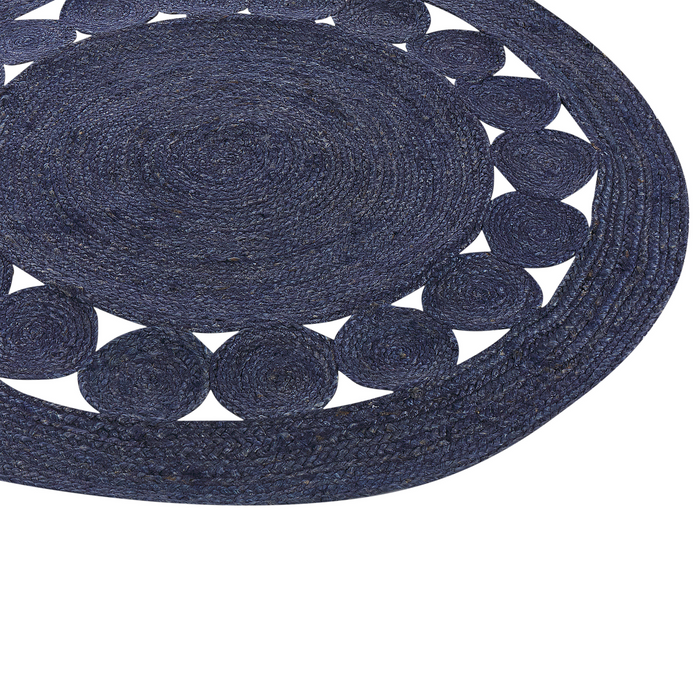 Beliani-KOYUNLU-Laagpolig vloerkleed-Donkerblauw- 120 cm-Jute