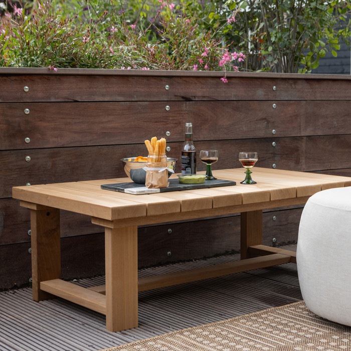 WOOOD Banco Salontafel Tuin - Hout|Metaal - Naturel - 42x122x68