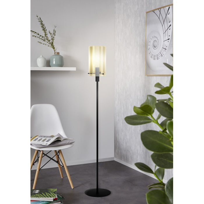 EGLO Polverara Vloerlamp - E27 - 155 cm - Zwart|Amber