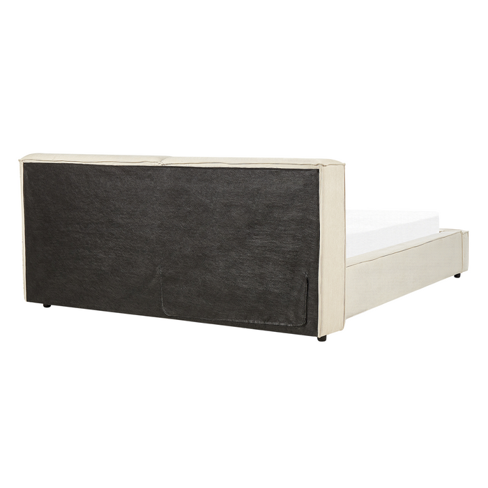 Beliani - LINARDS - Bed - Beige - 160 x 200 cm - Corduroy