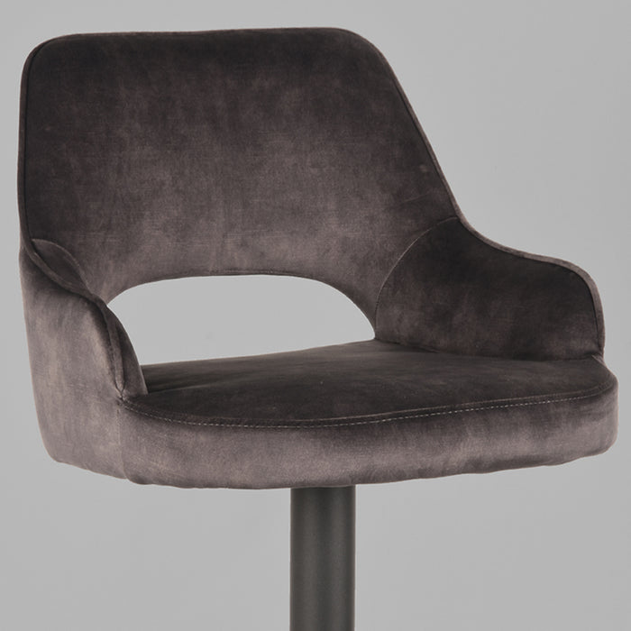 LABEL51 - Barkruk Fer - Antraciet Velours - Zwart Metaal