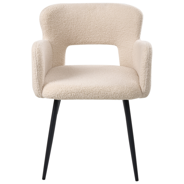 Beliani - SANILAC - Eetkamerstoel set van 2 - Beige - Bouclé