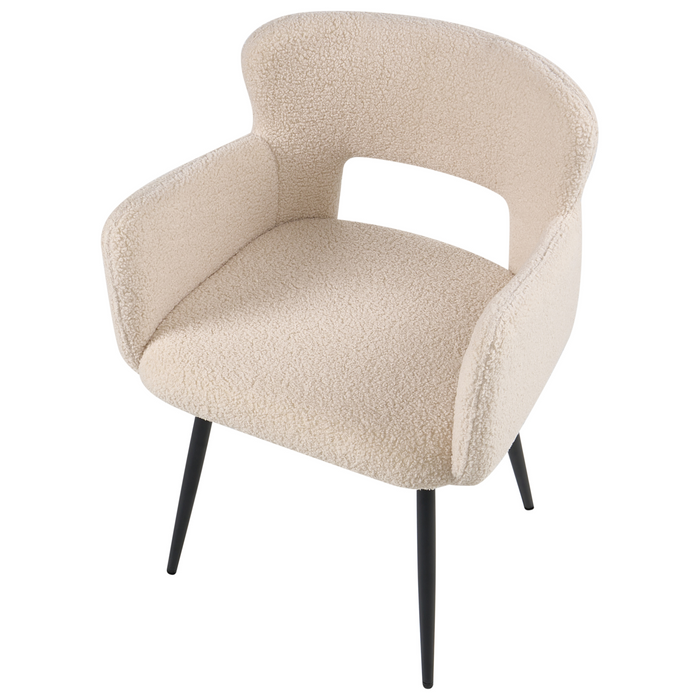 Beliani - SANILAC - Eetkamerstoel set van 2 - Beige - Bouclé