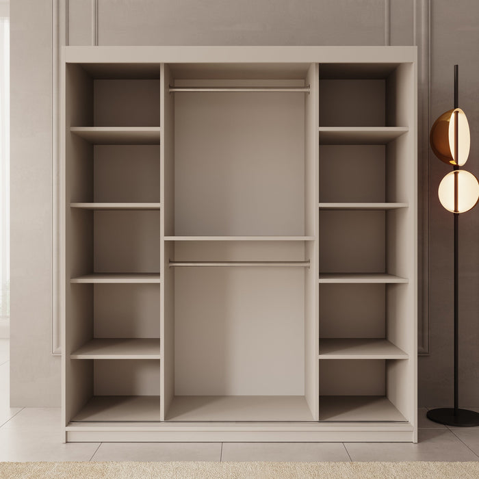 Meubella - Kledingkast Bodhi - Beige - 180 cm - Met spiegel