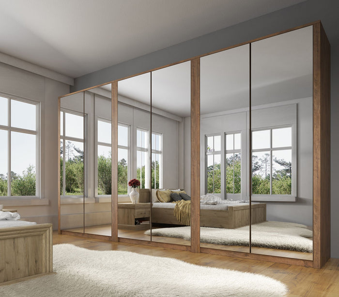 Meubella - Kledingkast Malibu - Eiken - 339 cm - Met spiegel