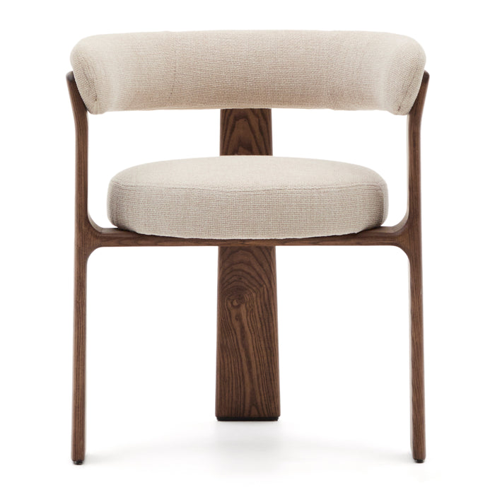 Kave Home Granite Eetkamerstoel - Beige / Donker Essenhout