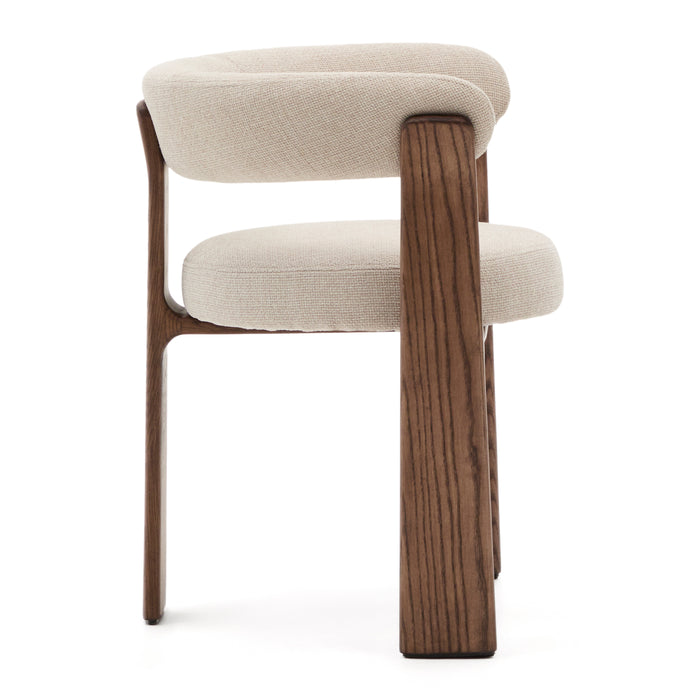 Kave Home Granite Eetkamerstoel - Beige / Donker Essenhout