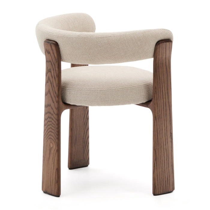 Kave Home Granite Eetkamerstoel - Beige / Donker Essenhout