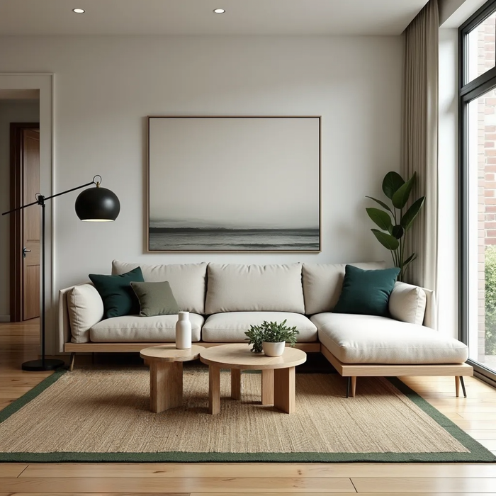 Mrcarpet Jute vloerkleed Rechthoek naturel|Groen 140x200cm