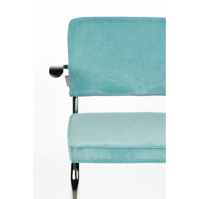 Zuiver Ridge Rib Eetkamerstoelen armleuning Blauw - Set van 2