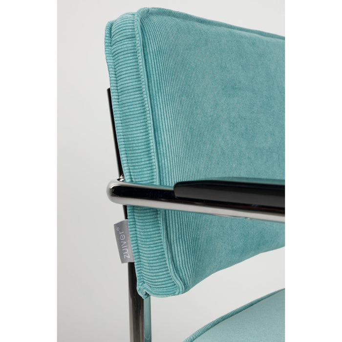 Zuiver Ridge Rib Eetkamerstoelen armleuning Blauw - Set van 2