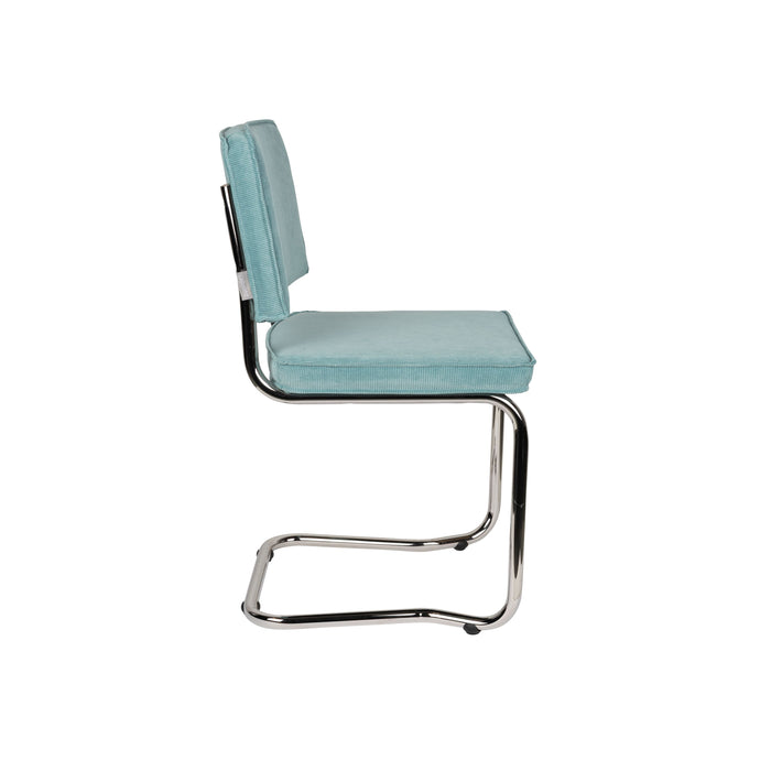 Zuiver Ridge Rib Kink Eetkamerstoelen Blauw - Set van 2