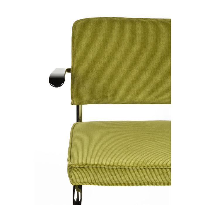 Zuiver Ridge Rib Eetkamerstoelen armleuning Groen - Set van 2