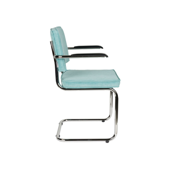 Zuiver Ridge Rib Eetkamerstoelen armleuning Blauw - Set van 2