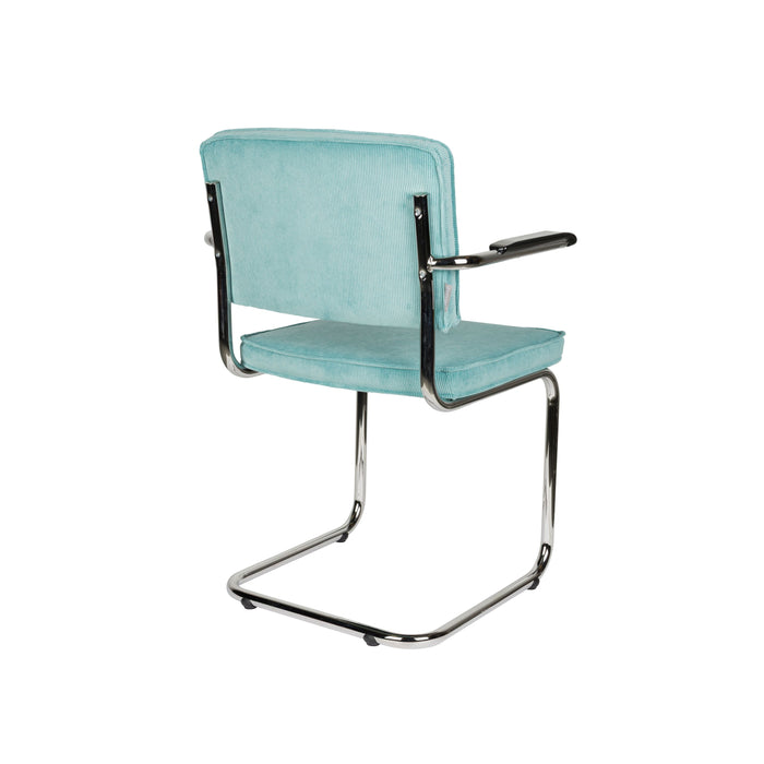 Zuiver Ridge Rib Eetkamerstoelen armleuning Blauw - Set van 2