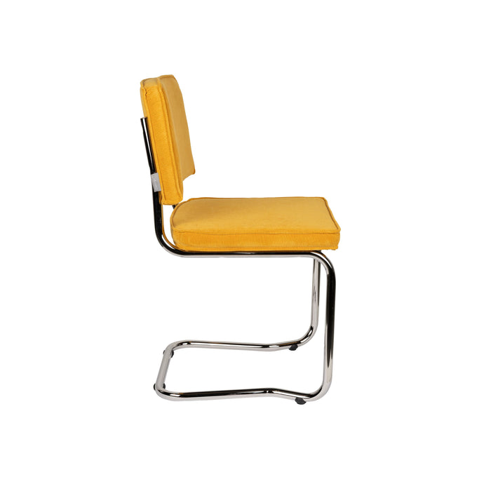 Zuiver Ridge Rib Kink Eetkamerstoelen Geel - Set van 2