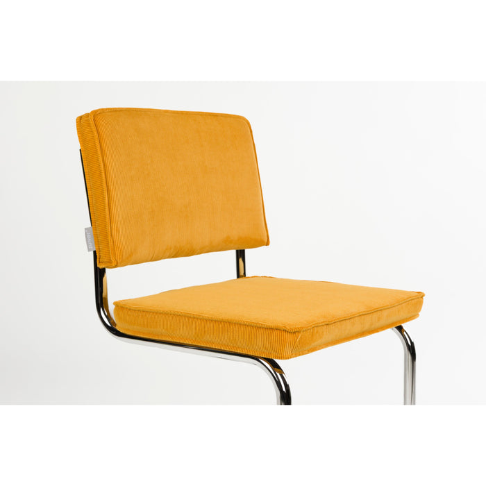 Zuiver Ridge Rib Kink Eetkamerstoelen Geel - Set van 2